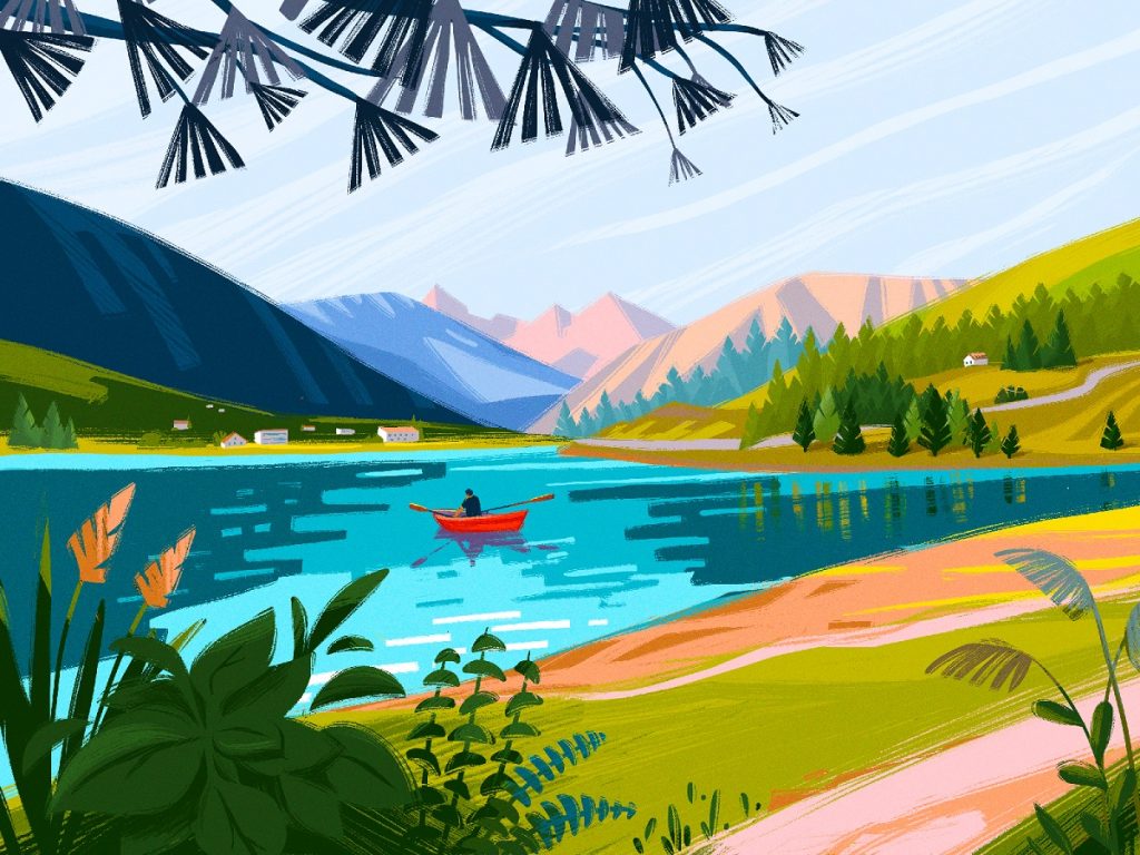 Rhaetian Alps Dawn digital illustration by Tubik Studio
