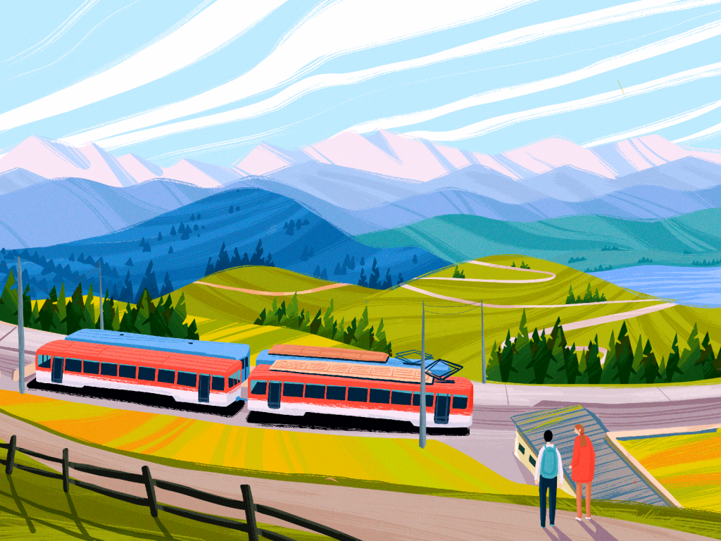 Rigi mountain railway illustration by Tubik Studio