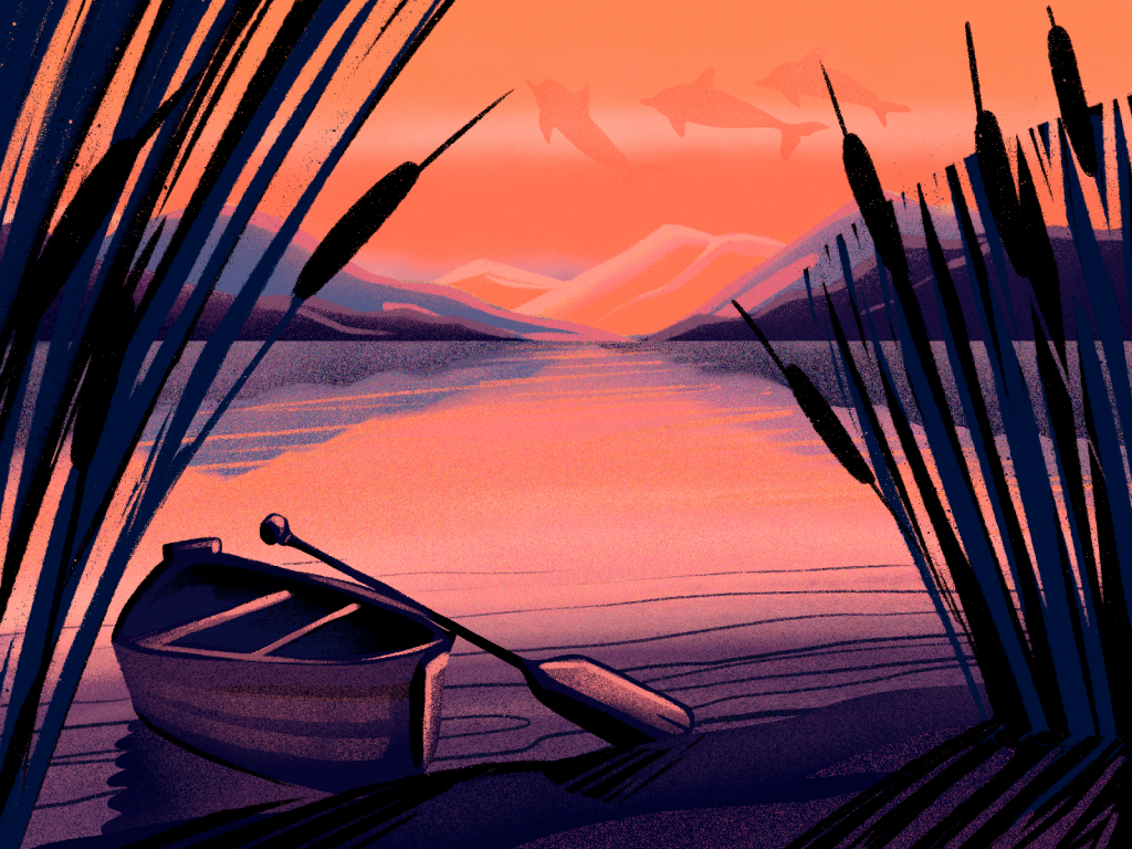 River sunset illustration by Tubik Studio